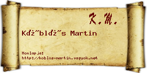 Köblös Martin névjegykártya